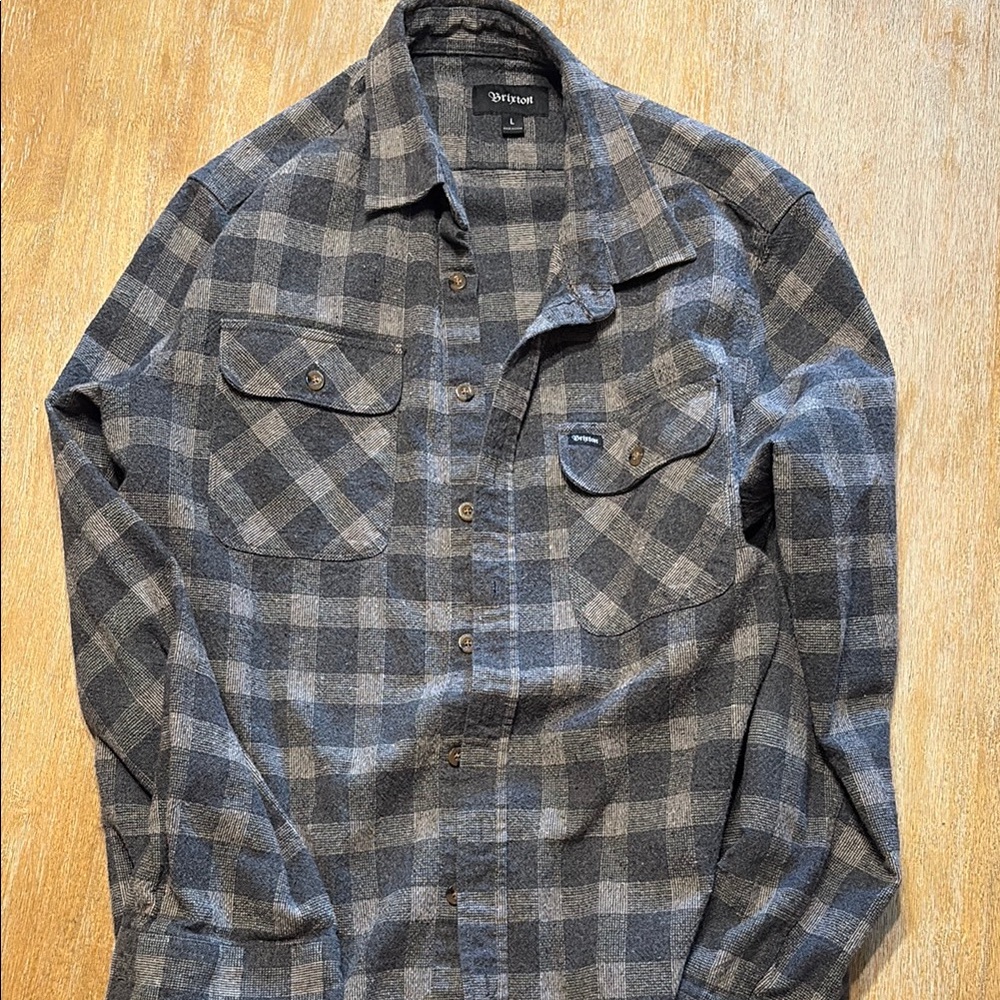 Brixton Gray Plaid Button-Up Shirt